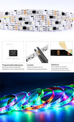 WS2811 LED Light Strip 30/48/60/84/96 LEDs/m DC12V White/Black PCB WS2811 LED Light Strip Addressable Digital Home Ambient Light