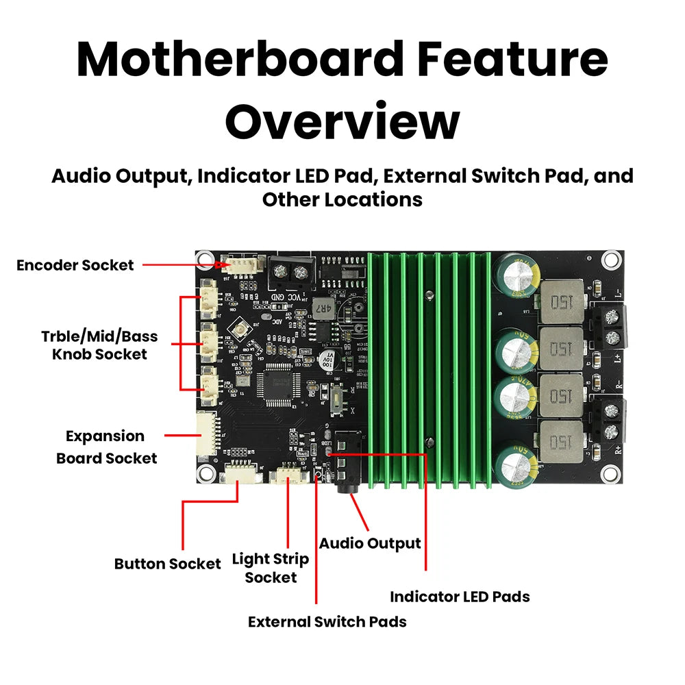 2X150W Bluetooth BT Amplifier Board Bass Enhancement EQ Adjustment Audio Amplifier Module with APP Tuning for DIY Car Audio