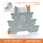 Din Rail Slim Relay Module 41F-1Z-C4-1 Integrated PCB Mount Power Relay With Relay Holder 12V 24V ACDC 220V Relay Socket 6.2mm