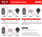 FILN 22mm 20A Stainless Steel Push Button Switch Waterproof IP66 High Current 12V/24V/110V/220V Auto Marine Industrial Control