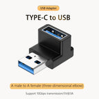 90/180 Degree Elbow C Adapter Type C OTG to USB Converter U Shape USB-C 3.0 Connector for Android Computer Phone Tablet Adapter