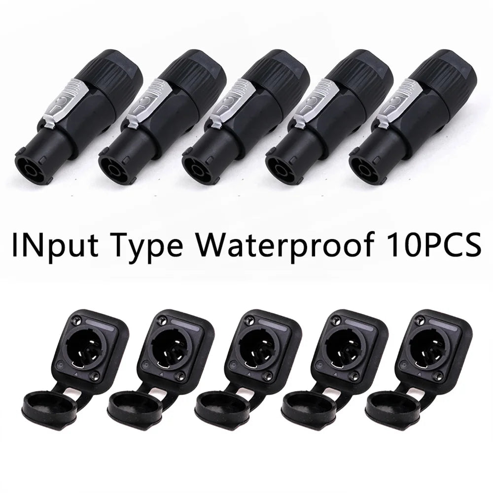 10pcs/5Sets New 3Pins Waterproof Locking Male Cable Plug+Female Chassis NAC3MPX or NAC3MX-W+NAC3FPX+Powercon Connector NAC3FX-W