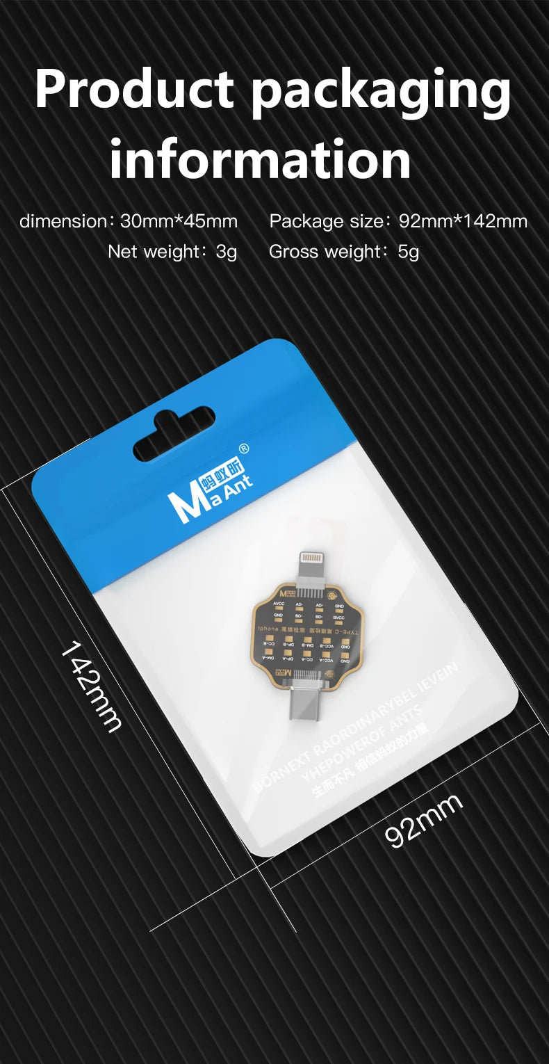 Mechanic T-824 No Disassembly Required Mobile Phone Tail Insertion Detector Digital Display Current Power Check Type-C Lightning