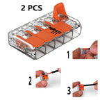 2pcs WAGO 221‑415 Lever‑Nuts 5‑Conductor Lever Wire Connector, Reusable Splicing Terminal Block for Solid Stranded Fine‑Stranded