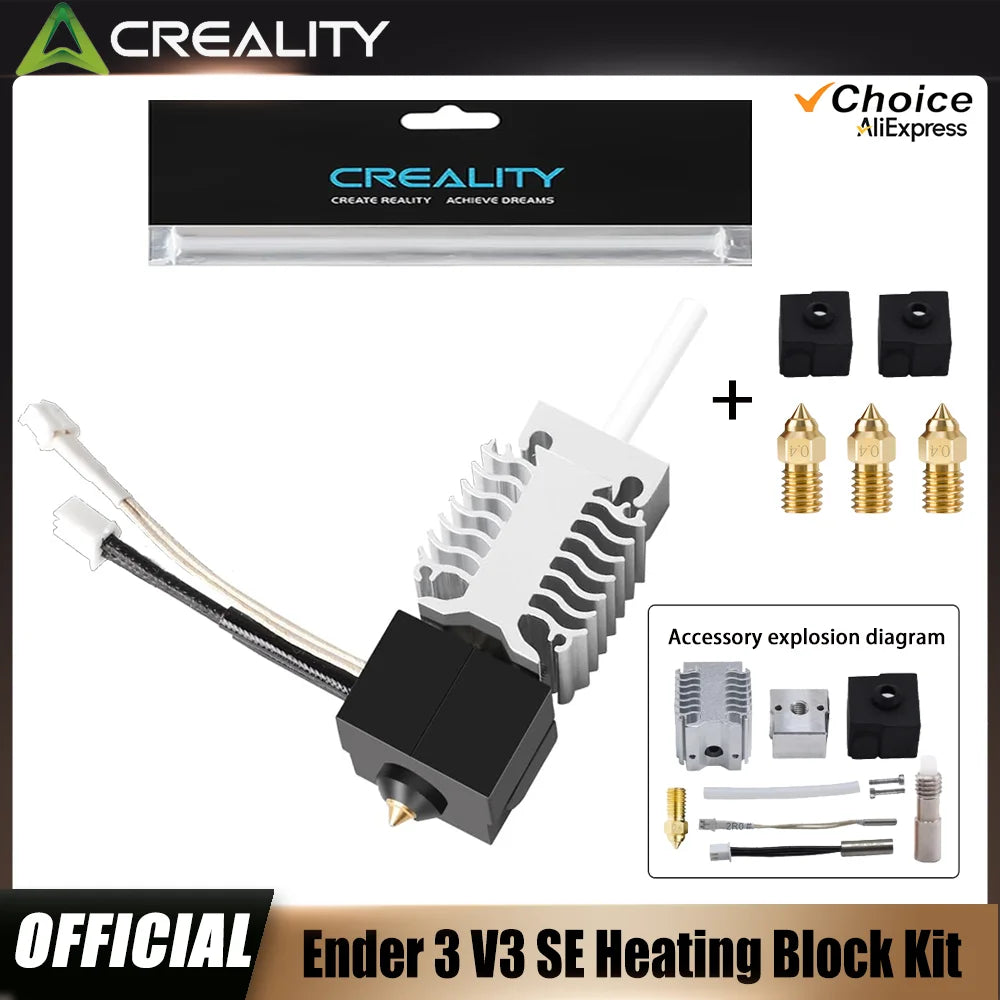 Creality Ender 3 V3 SE Hotend Kit, and Extruder Hotend Heater Block /Heatsink/Thermistor/Heating Rod Tube for Ender3 V3 SE