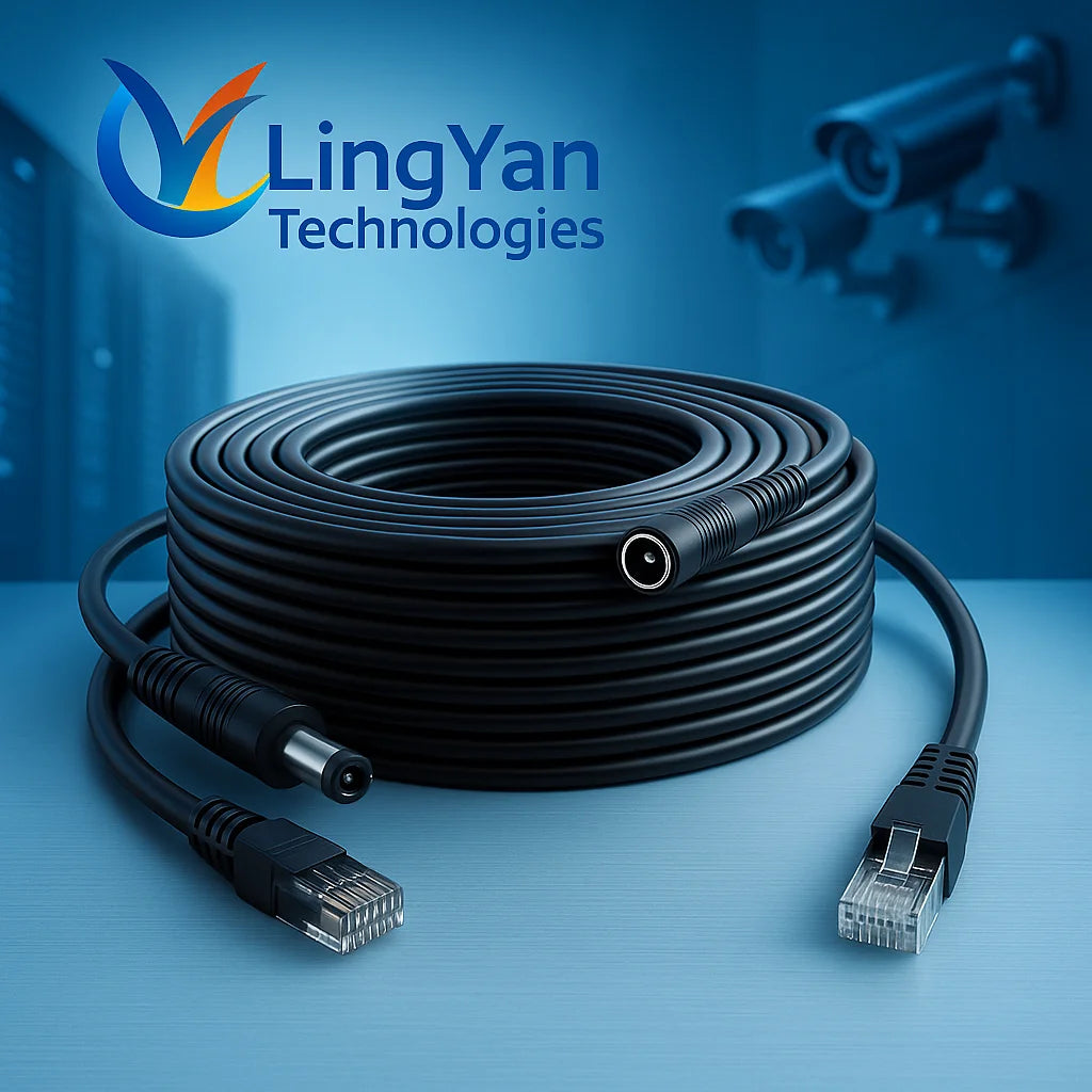 BNC Video + DC Power Extension Cable 5-50M | Outdoor 2-in-1 Coax Cable for CCTV DVR AHD TVI CVI Camera System