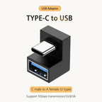 90/180 Degree Elbow C Adapter Type C OTG to USB Converter U Shape USB-C 3.0 Connector for Android Computer Phone Tablet Adapter