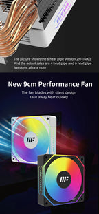 METALFISH ZH1400 CPU Cooler 4 HeatPipes 4PIN PWM Silent ARGB Fan For Intel 1700 1200 115X 1366 2011 AM5 AM4 AM3 x99 x79