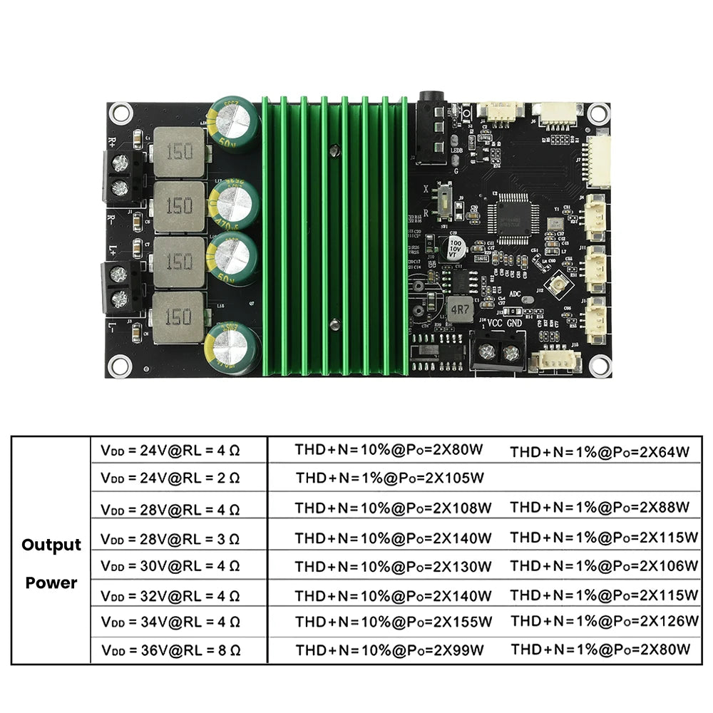 2X150W Bluetooth BT Amplifier Board Bass Enhancement EQ Adjustment Audio Amplifier Module with APP Tuning for DIY Car Audio