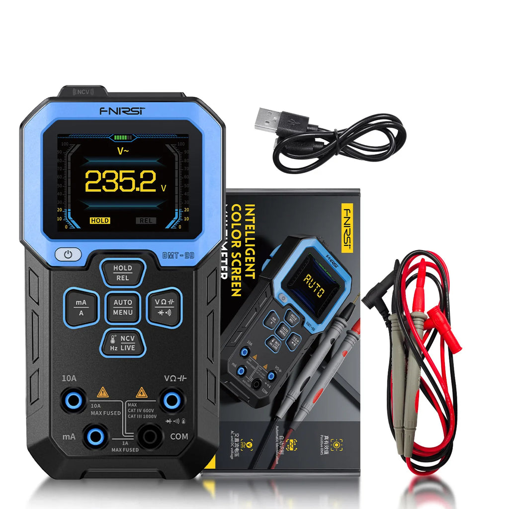 FNIRSI DMT-99 Digital Multimeter 9999 Counts Smart Professional Tester 1000V 10A True RMS Auto Range AC DC Ohm Hz Capacitance