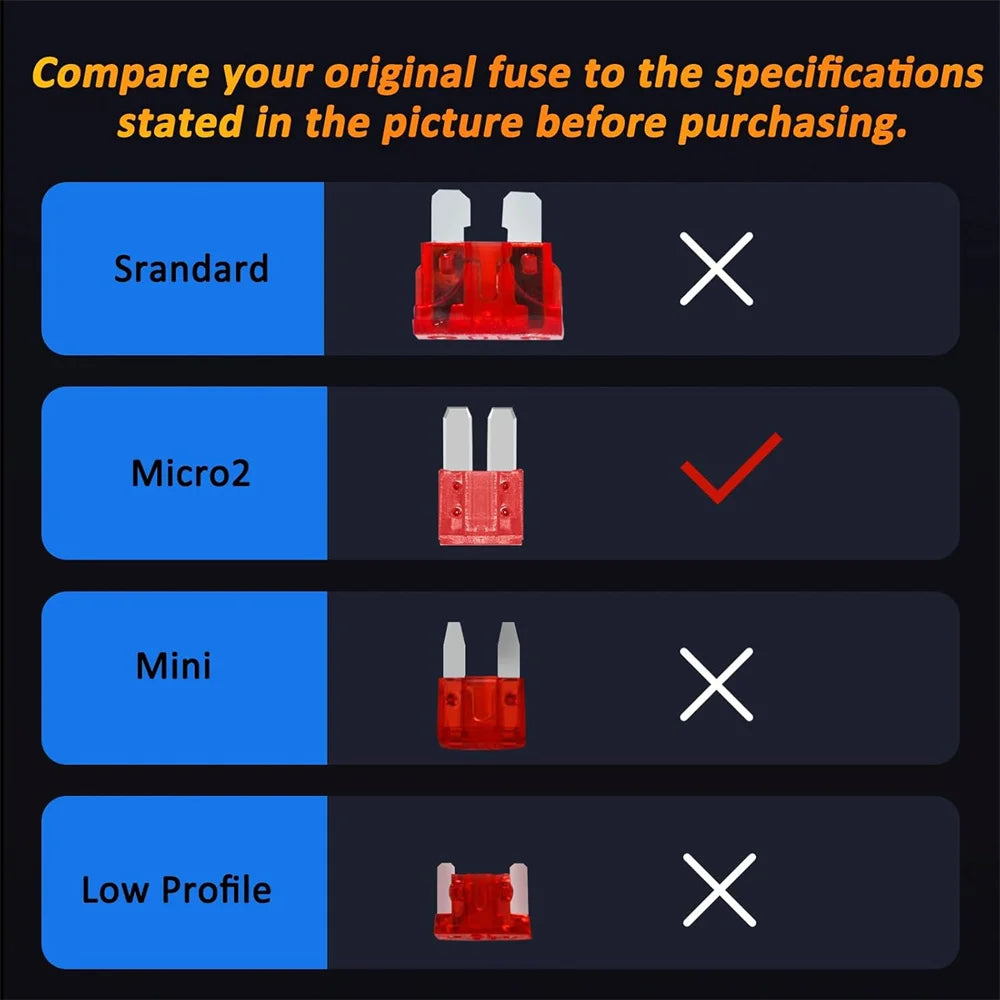 100/300PCS Micro 2 Blade Fuse ATR/APT Micro2 Fuse ATR/APT Blade Fuse 2A-35A Kit Replacement Fuses for Boat Truck SUV Automotive