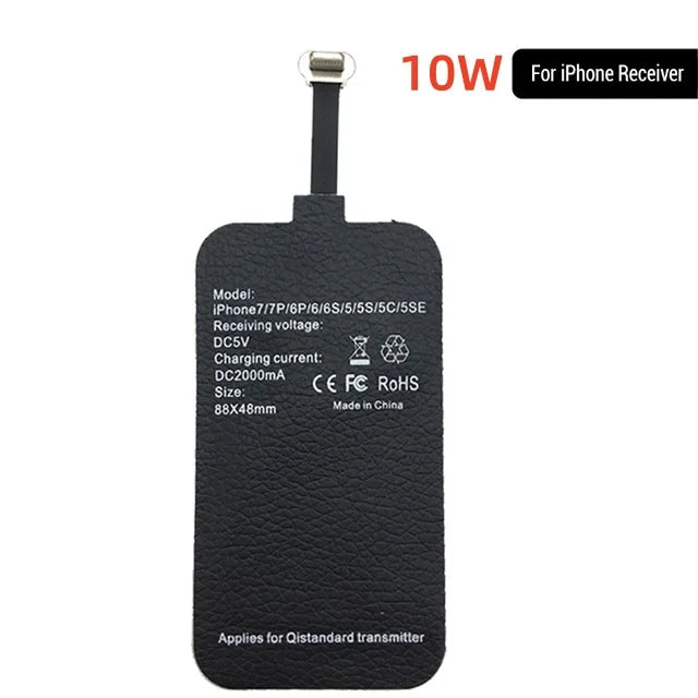 10W 5V Wireless Receiver Coil for IPhone5 6 7 Type C Universal Wireless Charging Adapter for Samsung Huawei Xiaomi