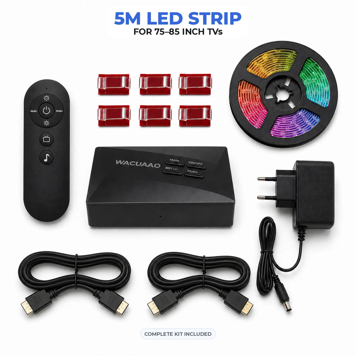 WACUAAO LED HDMI Sync TV Backlight for PS5/Apple TV/Fire Stick, Immersive Gaming Light Strip, Works with External TV Boxes ONLY