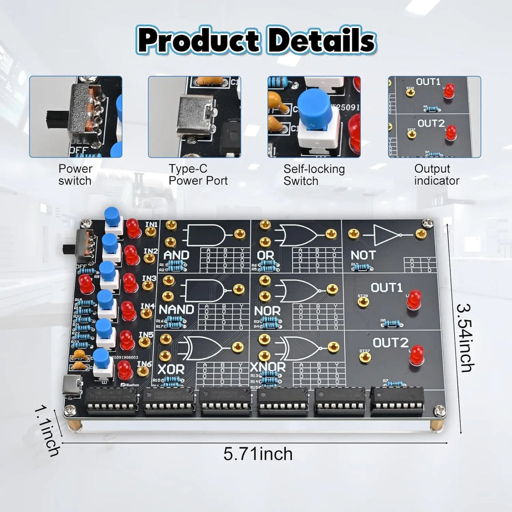 DIY Logic Gate Circuit Soldering Practice Kit Basic Logic Gate Learning Kit with Interactive LED Simulation for STEM Education