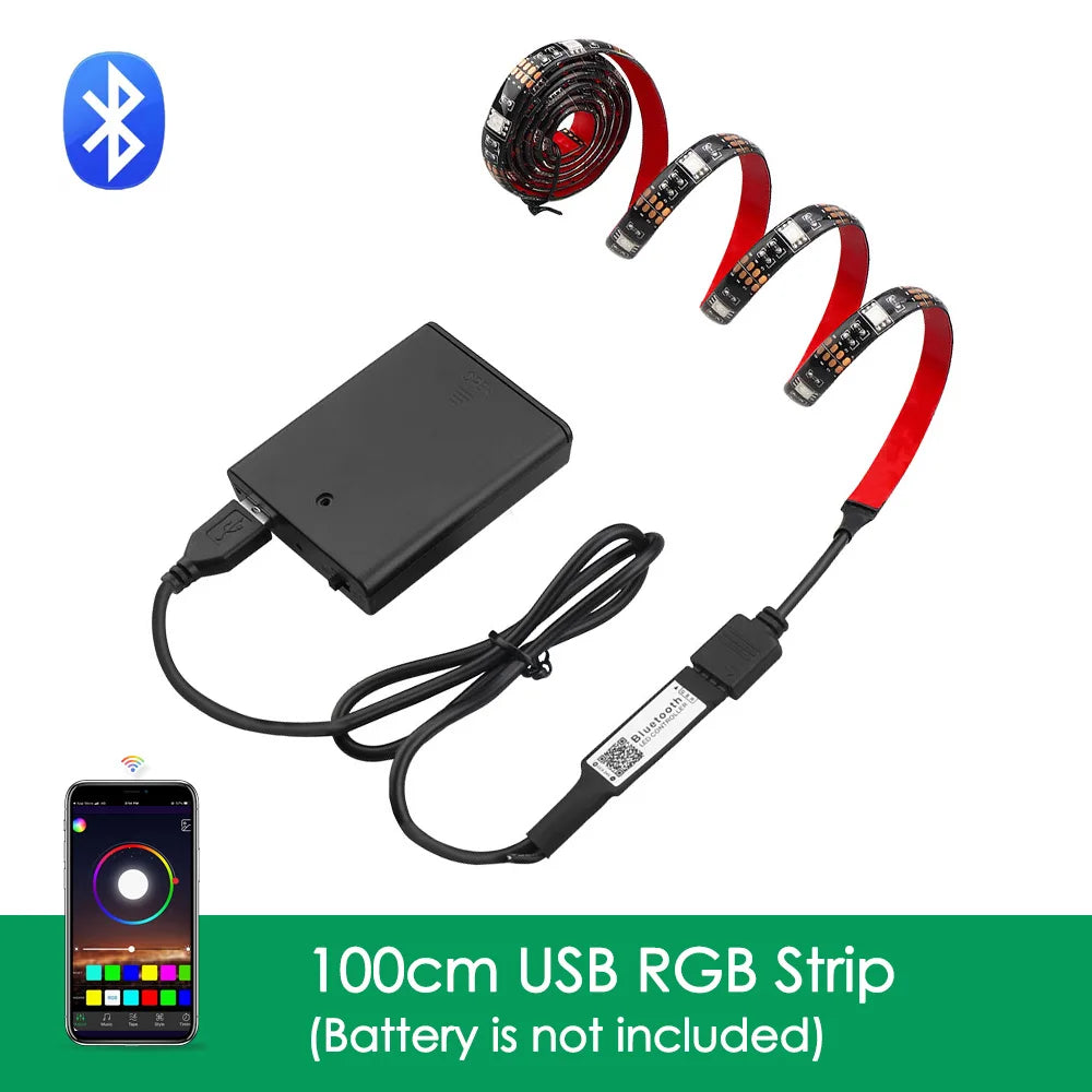USB Bluetooth RGB Led Strip Light Battery Powered Scooter Flexible Diode Tape Led Backlight For Bicycle Skateboard Bike Lighting