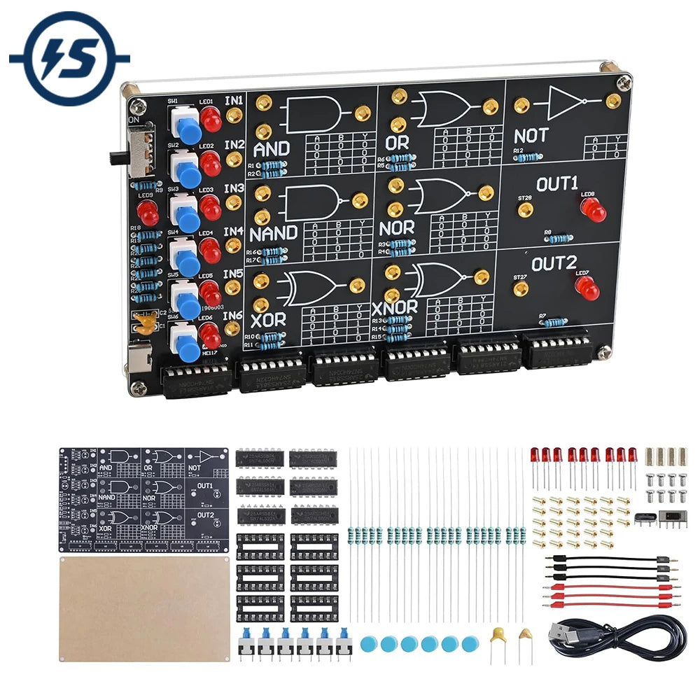 DIY Logic Gate Circuit Soldering Practice Kit Basic Logic Gate Learning Kit with Interactive LED Simulation for STEM Education
