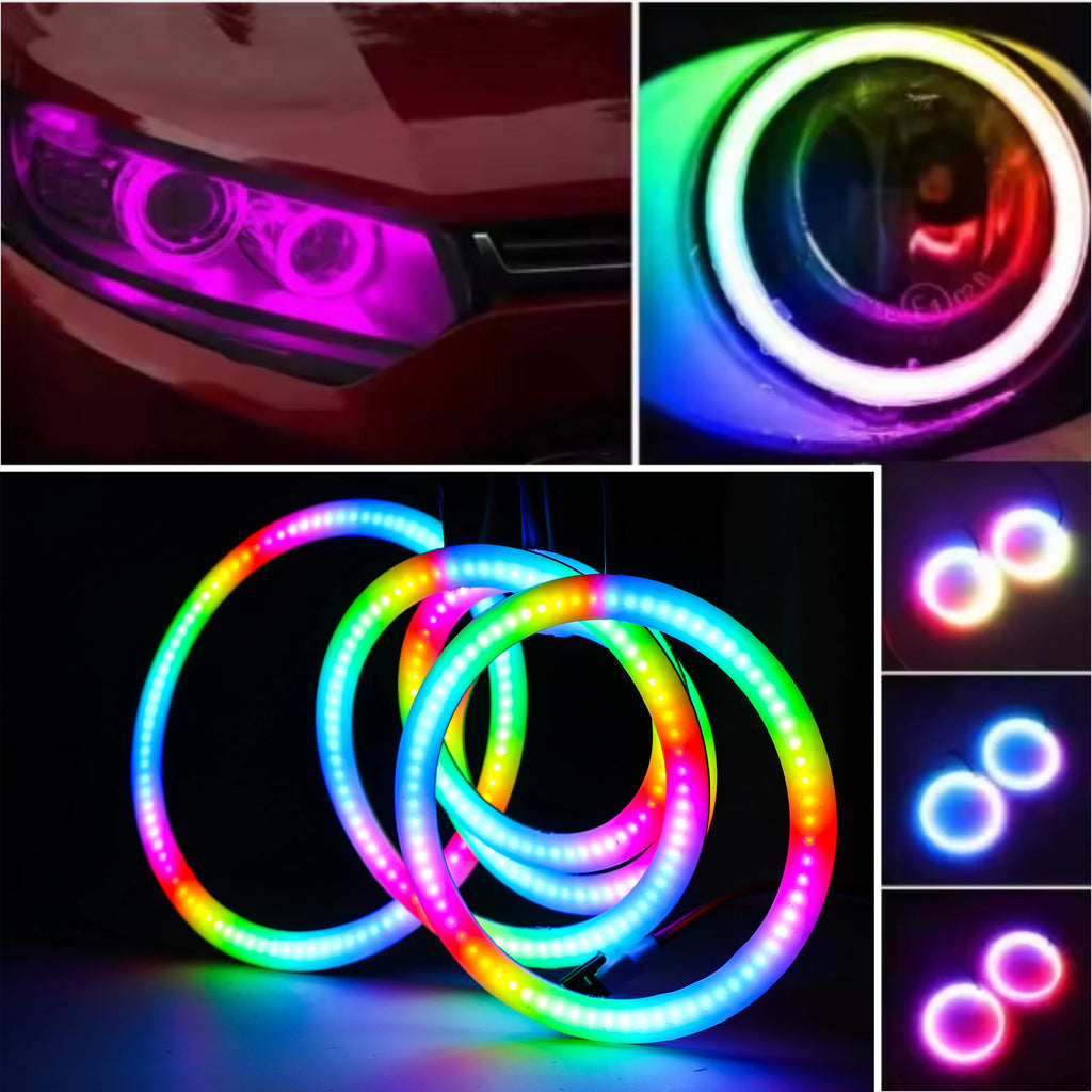 COB LED Ring 5V/12V WS2812 RGB Light Individually Addressable with Built-in IC Compatible with WS2811 27/48/74/96/120mm for Car