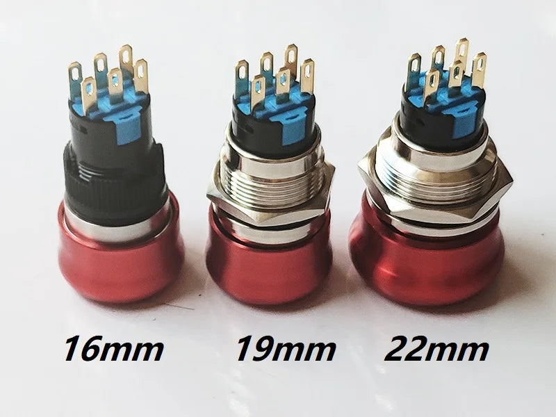 16mm/19mm/22/mm Emergency Metal Button Switch Indication STOP Machine Panel Dashboard Press Latching Button 1NO1NC/2NO2NC