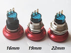 16mm/19mm/22/mm Emergency Metal Button Switch Indication STOP Machine Panel Dashboard Press Latching Button 1NO1NC/2NO2NC