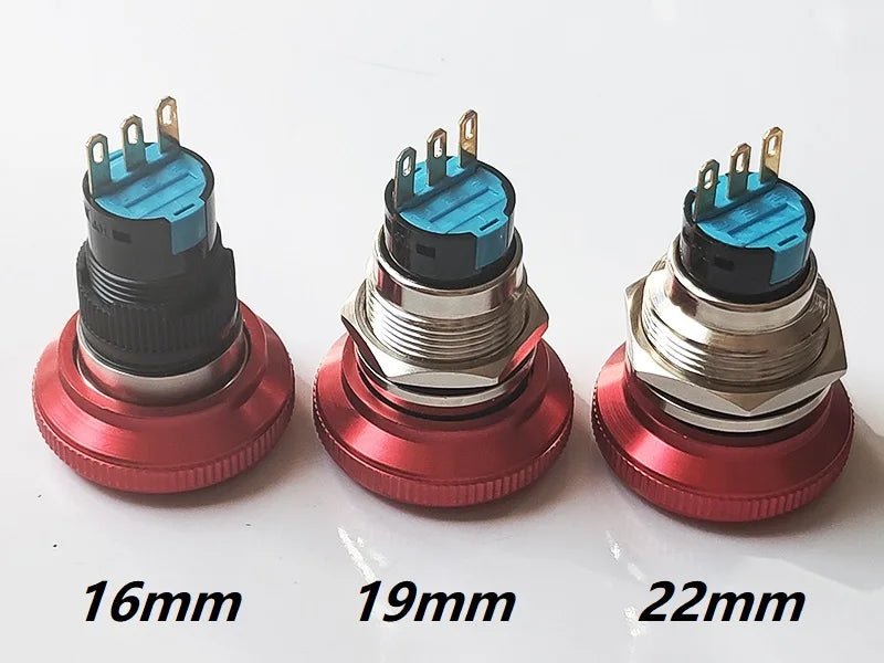 16mm/19mm/22/mm Emergency Metal Button Switch Indication STOP Machine Panel Dashboard Press Latching Button 1NO1NC/2NO2NC