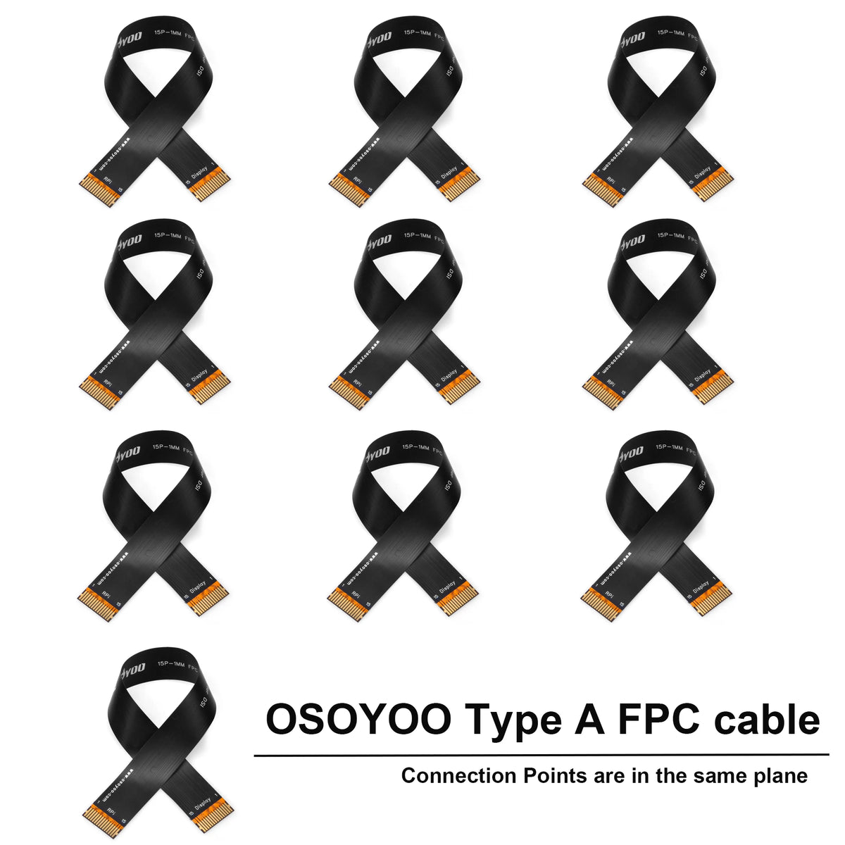 OSOYOO Ribbon Flex Extension 15Pin 1mm Pitch Set 8inch/200mm for Raspberry Pi, Cover Film High Precision Anti-Interference Flex