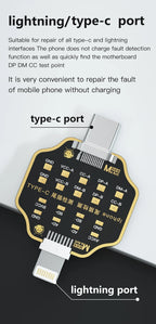 Mechanic T-824 No Disassembly Required Mobile Phone Tail Insertion Detector Digital Display Current Power Check Type-C Lightning