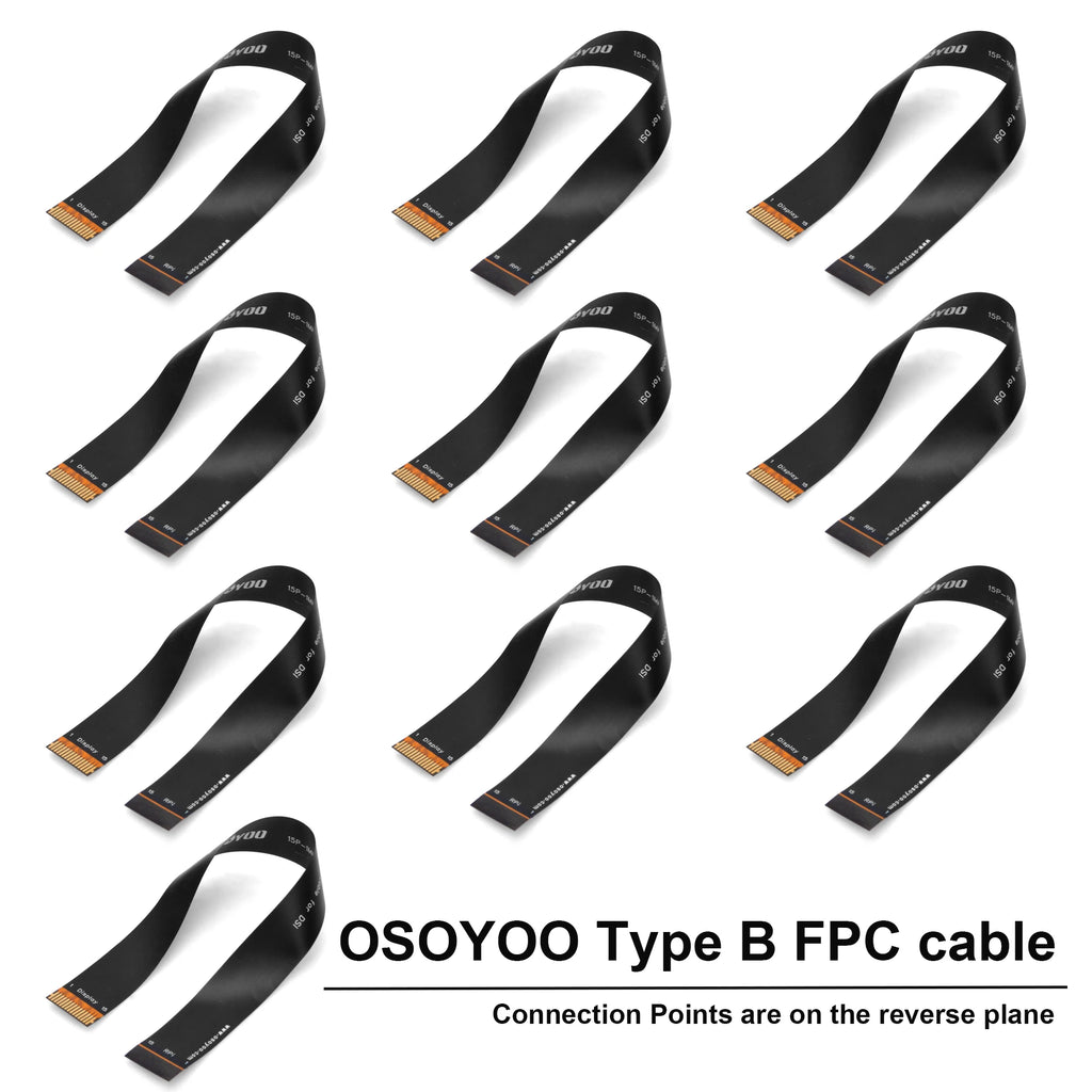 OSOYOO Ribbon Flex Extension 15Pin 1mm Pitch Set 8inch/200mm for Raspberry Pi, Cover Film High Precision Anti-Interference Flex