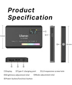 Ulanzi VL120 RGB Camera Light with Diffuser 2500-9000K CRI 95+ 3100mAh LED Video Light Panel for Camera Phone Photography Lights