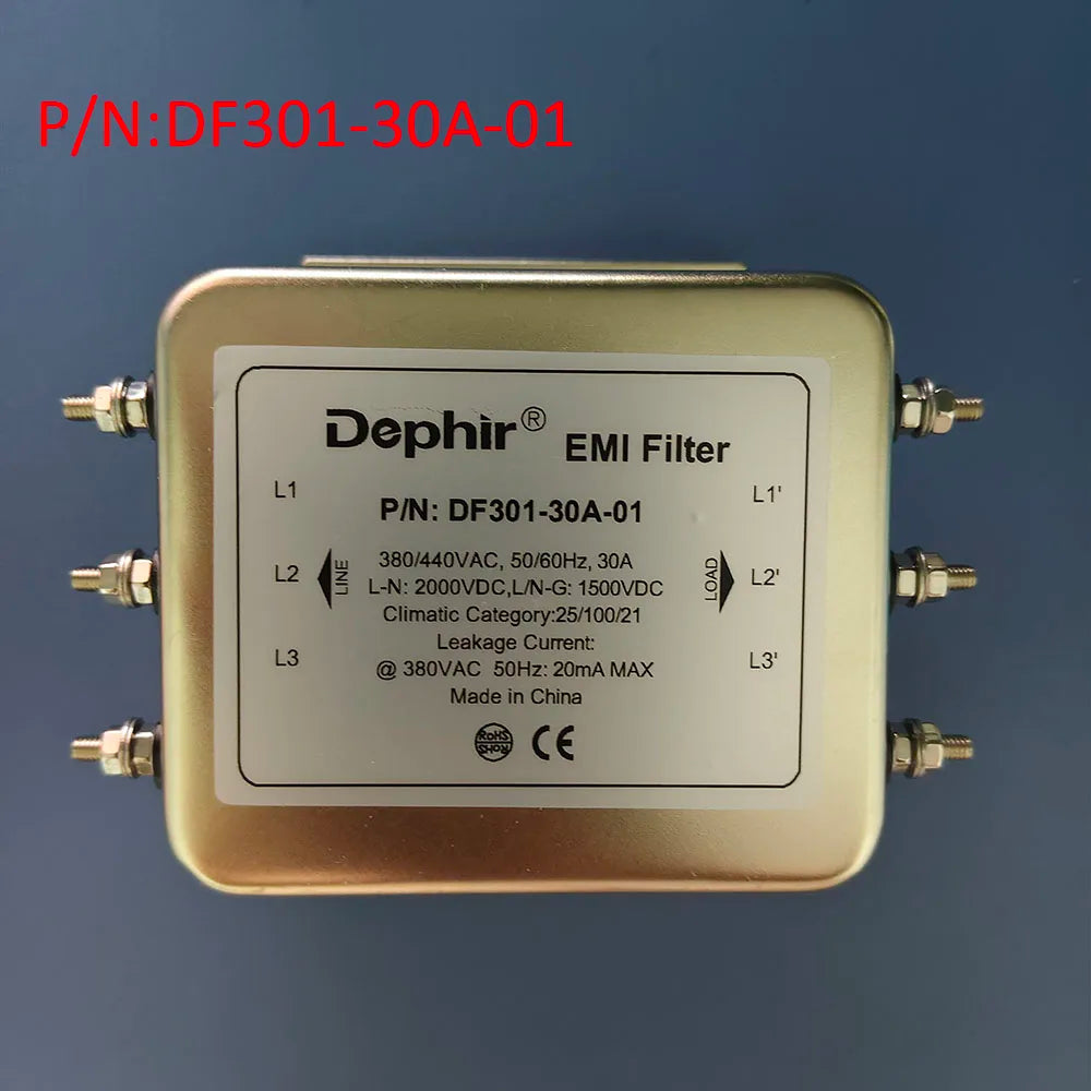 Professional 3 Phase EMI Power Filter 30A 380VAC for laser Engraving Machine cnc router, P/N: DF300-30A-02