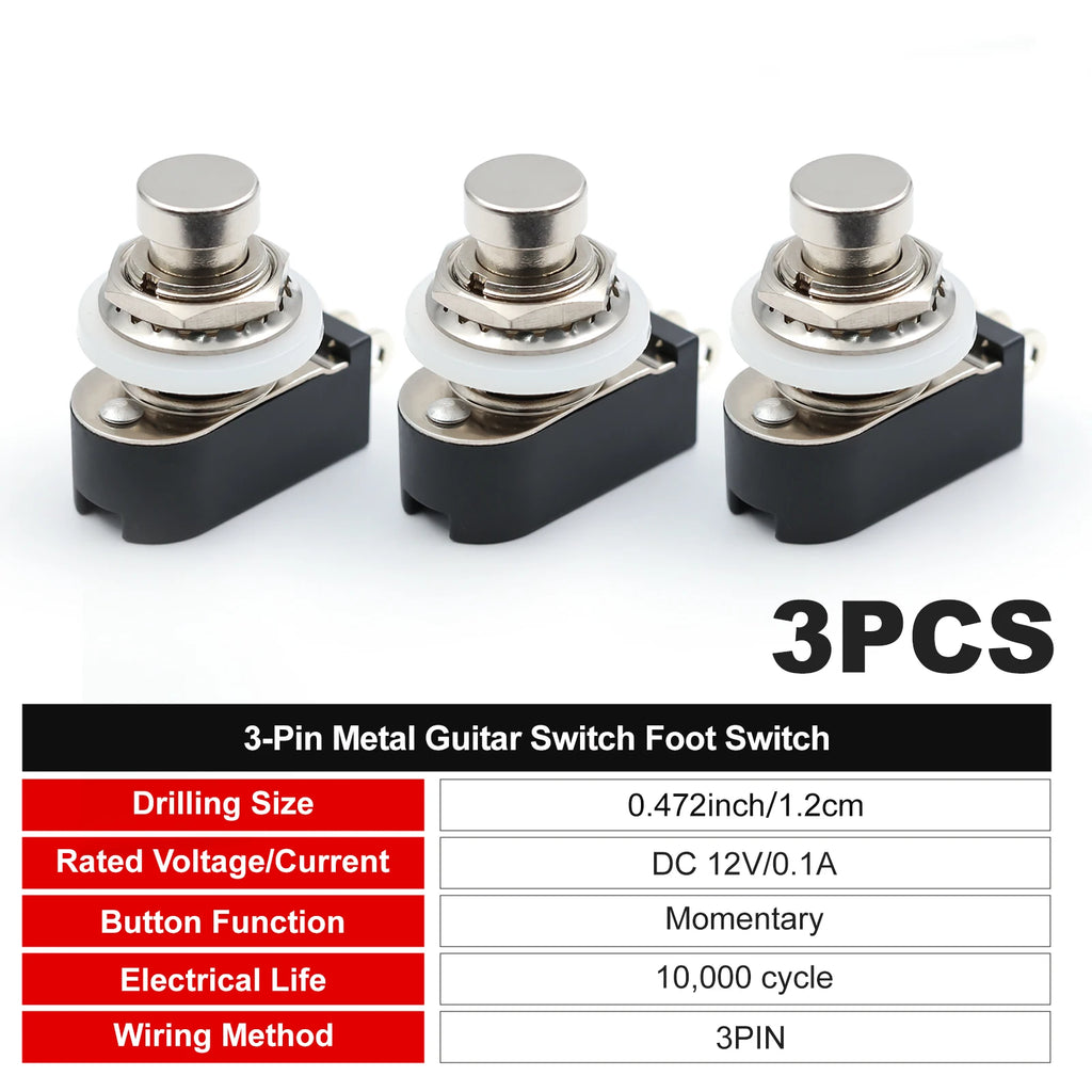 FILN SPST Momentary Soft Touch Push Button Stomp Foot Pedal Switch Electric Guitar Switch OFF-Momentary ON