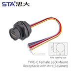 Type-c to USB 3.0 IP67/Ip68 Waterproof Connector Aviation Plug Quick Charge Female to Female Panel Mount PCB Socket FPC Cable