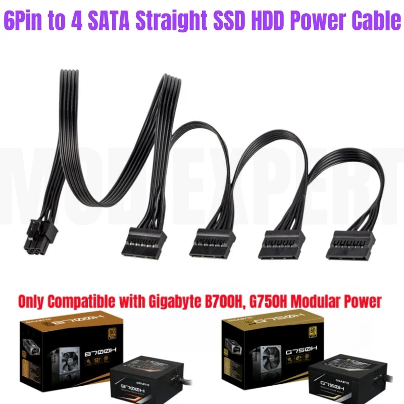 Modular Power Cable for Gigabyte GP-B700H 700W, GP-G750H 750W, GPU PCIe 8Pin 6+2Pin, CPU 4+4Pin, SATA, Molex IDE 4Pin, ATX 24Pin