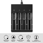 Skywolfeye 4 Bay Smart Universal Charger for 3.7V Rechargeable Li-ion Batteries Compatible 18650 26650 22650 14500 16340(CR123)