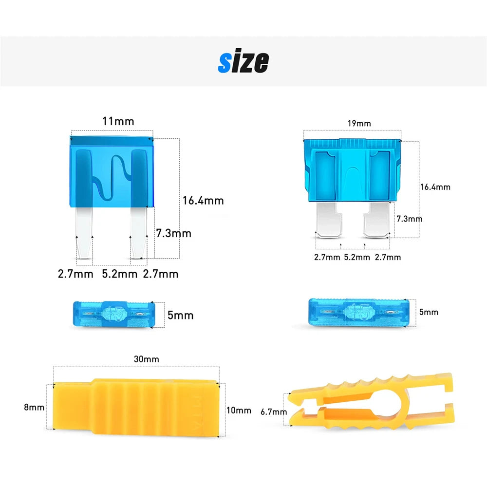 120PCS Mini/Standard  ATM/APM Blade Fuse 5A/7.5A/10A/15A/20A/25A/30A AMP Set with 10 Pack 14AWG ATC/ATO Inline Fuse Holder