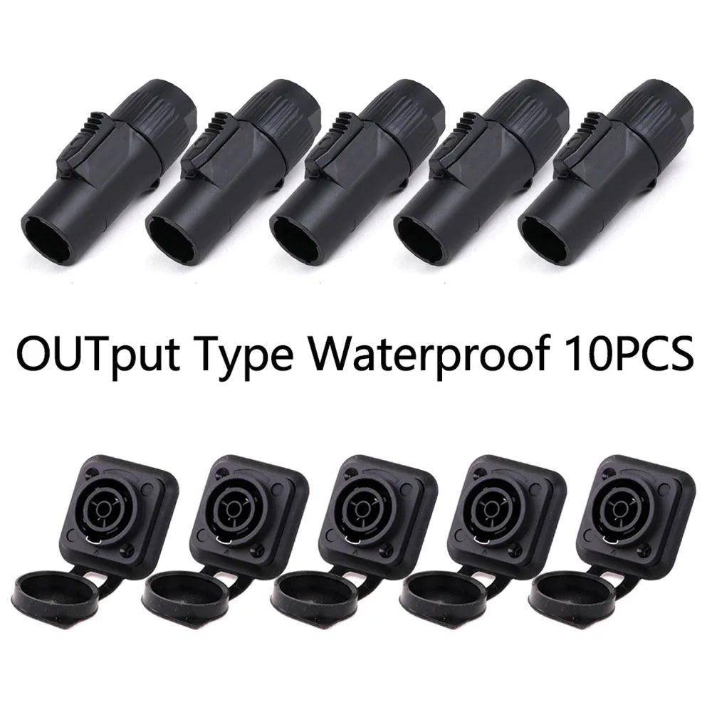 10pcs/5Sets New 3Pins Waterproof Locking Male Cable Plug+Female Chassis NAC3MPX or NAC3MX-W+NAC3FPX+Powercon Connector NAC3FX-W