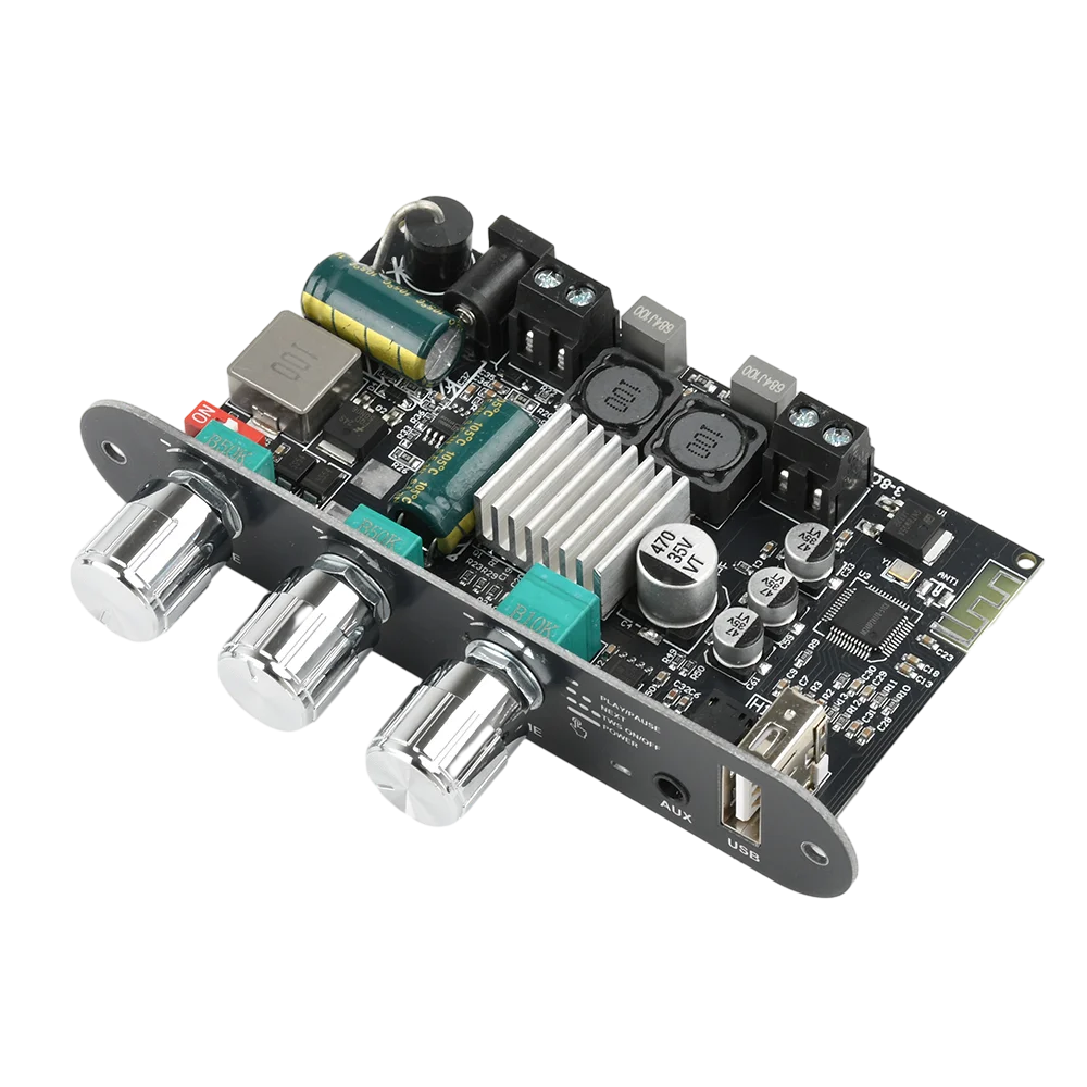 ZK-1001U TPA3116D2 Mono 100W Bluetooth 5.3 Amplifier Board 9-24V Boost AUX USB Bass Treble for DIY TWS Speaker