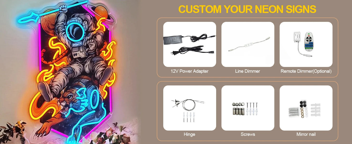Wakklia Custom Logo Neon Sign, UV Printed Store Neon Sign Customizable Large, Custom LED Logo Sign, Images Print Customized for