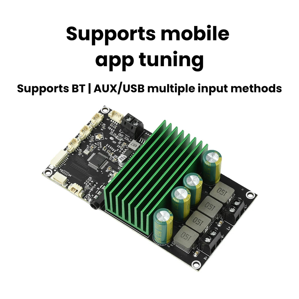 2X150W Bluetooth BT Amplifier Board Bass Enhancement EQ Adjustment Audio Amplifier Module with APP Tuning for DIY Car Audio
