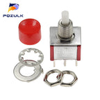 5PCS 10PCS PS-202 Mini 6MM 6Pin SPDT DPDT Momentary Push Button Switch 2A 250VAC 5A 120VAC Toggle Switch With Red Cap