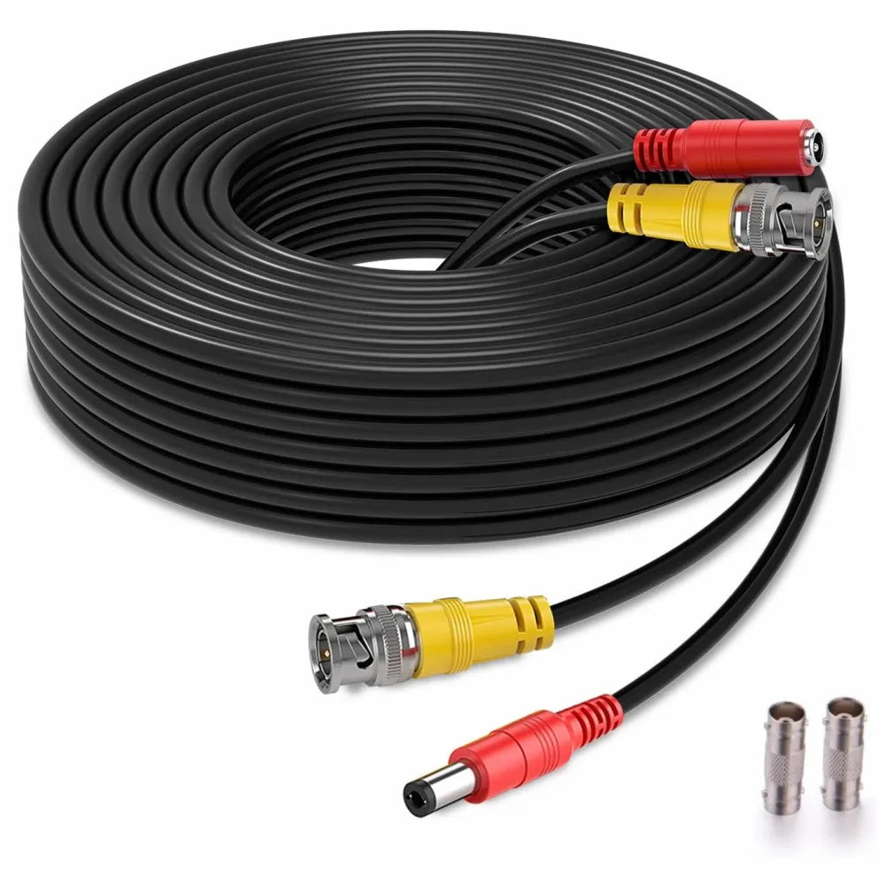 BNC Cable 2 IN 1 BNC Video and Power Security Camera Wire BNC Extension Cable with 2 Female Connectors for AHD DVR System