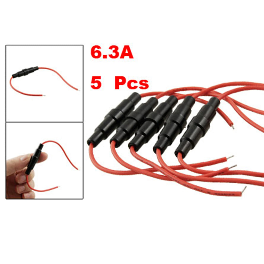 X Autohaux 5/10pcs 5*20MM Glass Tube Fuse Holder Screw Type Quick Blow 5X20MM Fuses 22AWG Wire 250V Car Accessories Auto Parts