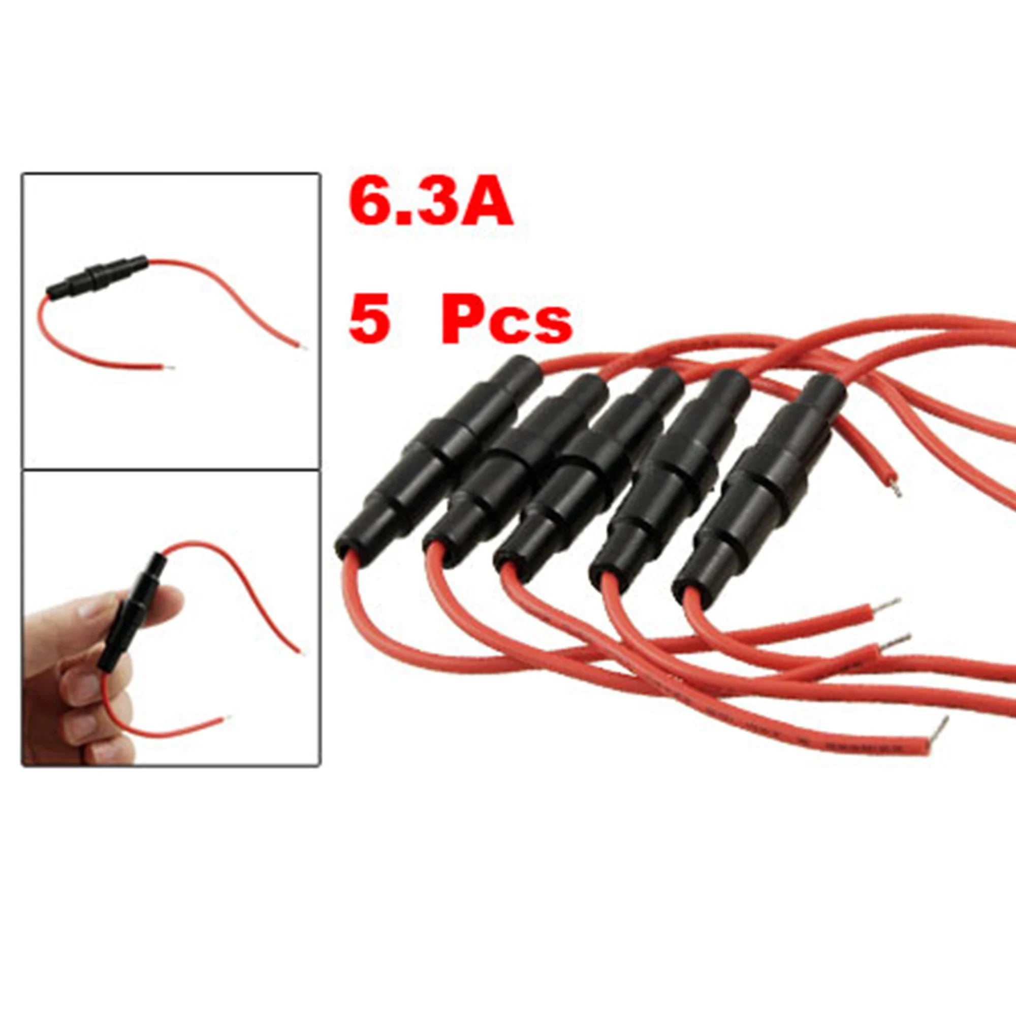 X Autohaux 5/10pcs 5*20MM Glass Tube Fuse Holder Screw Type Quick Blow 5X20MM Fuses 22AWG Wire 250V Car Accessories Auto Parts