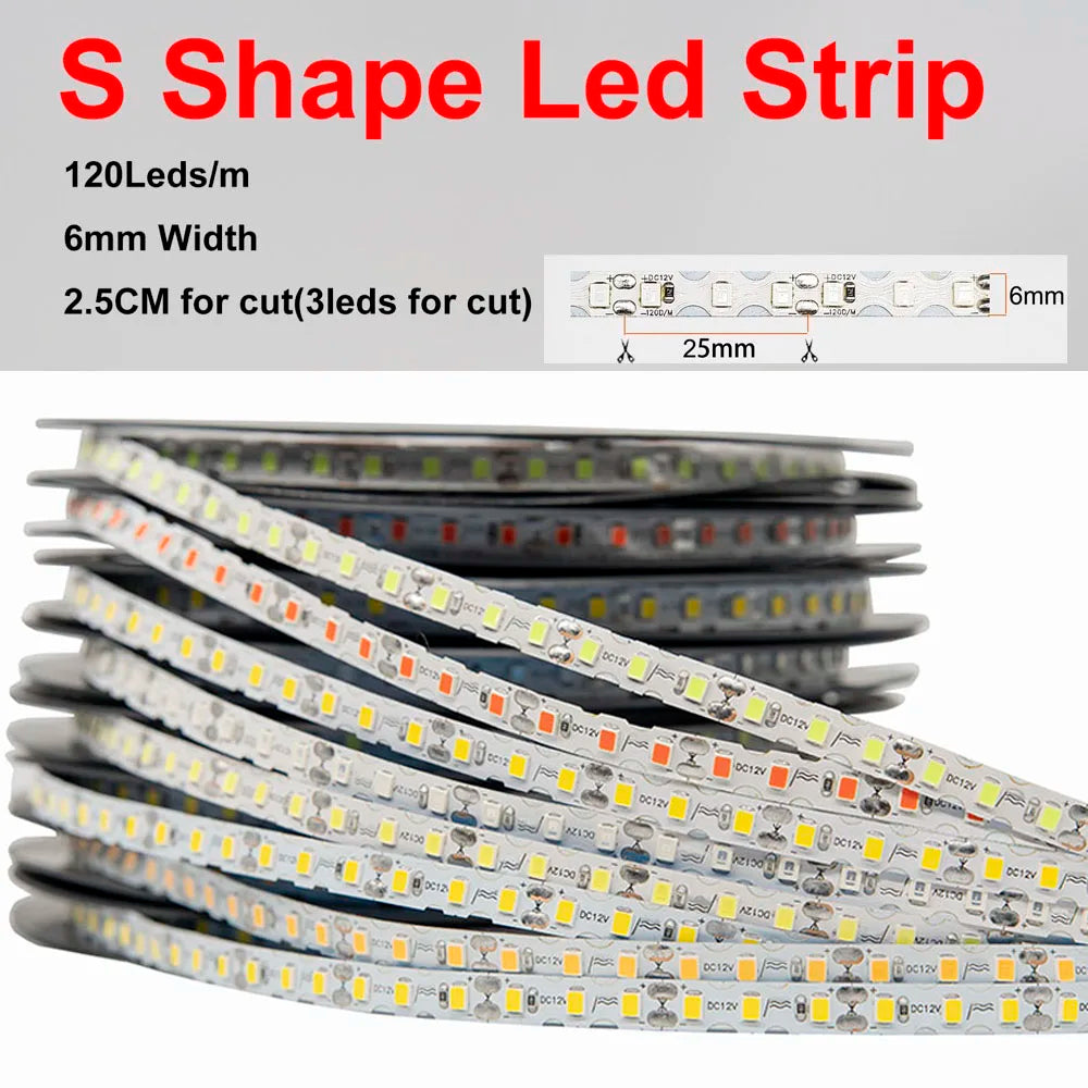 6mm 2835 S Led Strip Bendable DIY Neon Tape Light DC12V 120LED/m for DIYNeon Sign Letter Flexible Foldable String Lamp