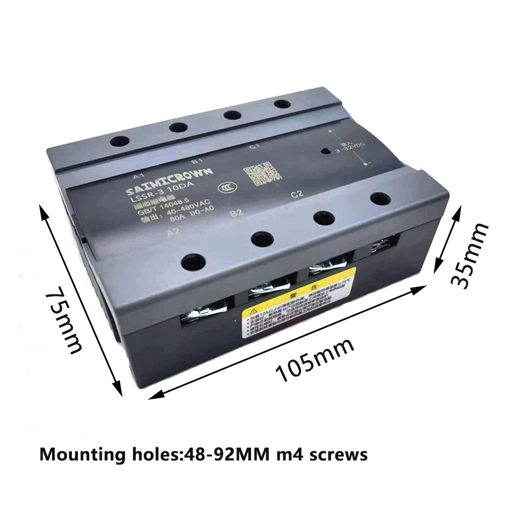 3 Phase 10A 25A 40A DA 60A 80A 100A 150 200A Three Phase SSR 3-32VDC Control 40-480V AC Solid State Relay SSR AC Three DC-AC