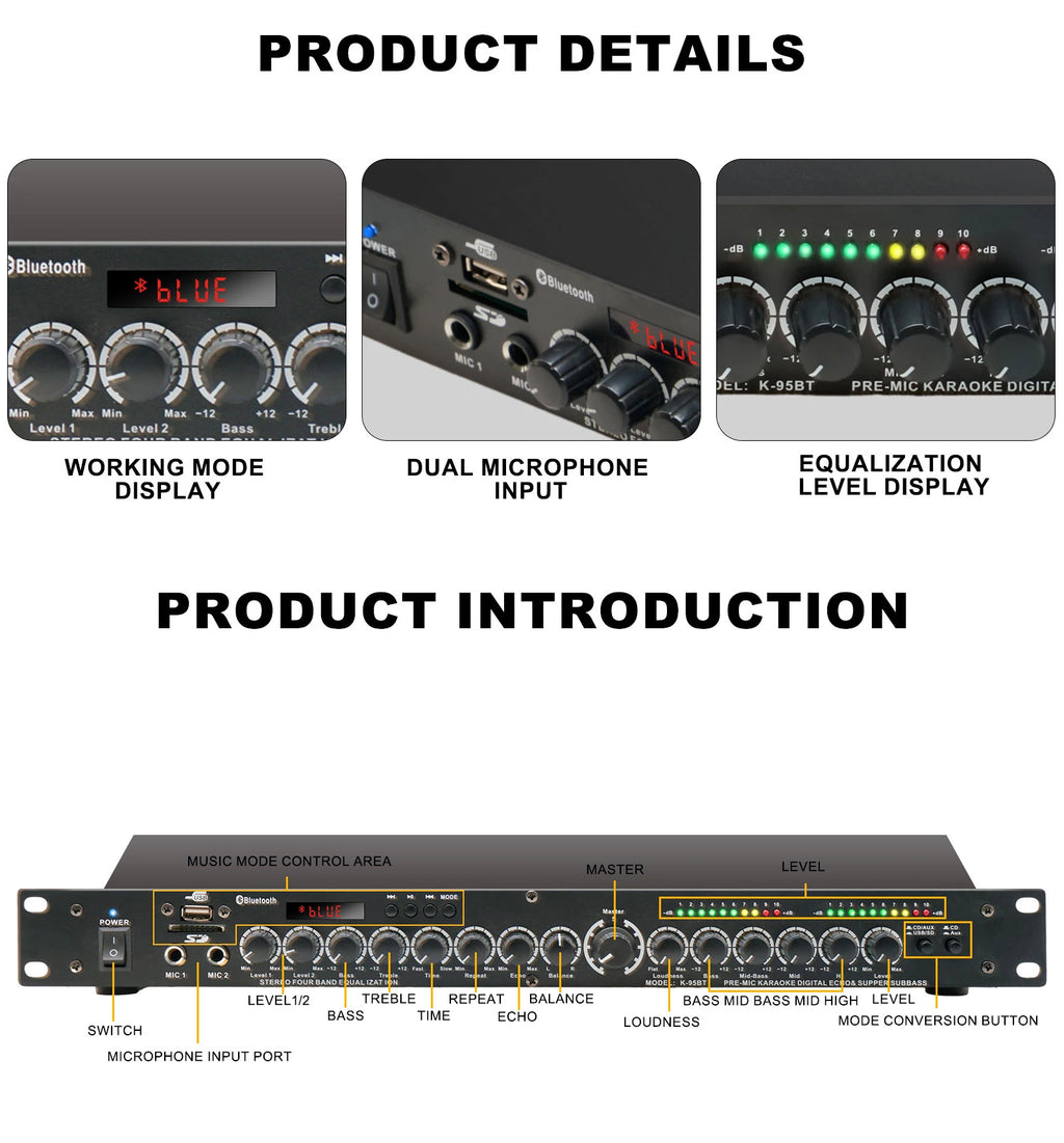E5 Professional Digital Reverb Multi-Effects Dsp Processor Audio Processor Equalizer