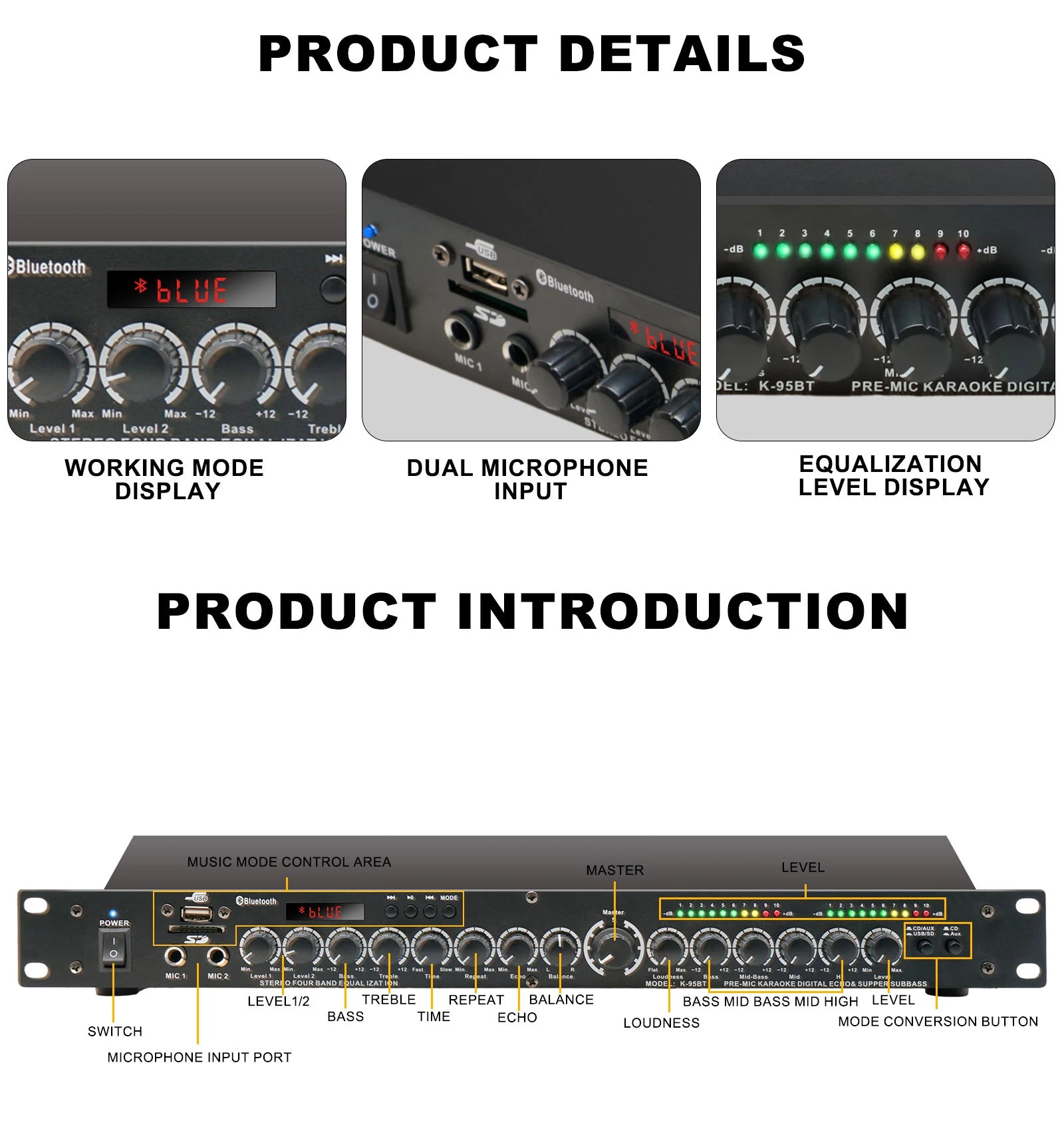 E5 Professional Digital Reverb Multi-Effects Dsp Processor Audio Processor Equalizer