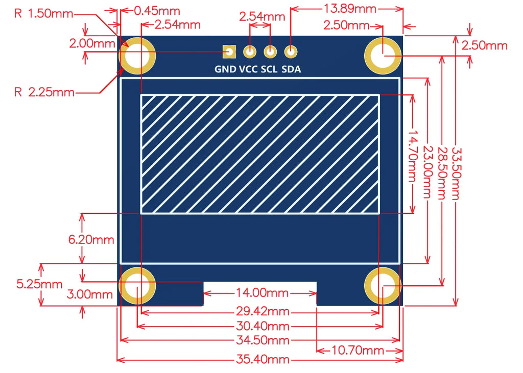 1.3 Inch OLED Display Module 1.3" IIC I2C SH1106 128X64 4Pin Blue/White OLED Screen Module for Arduino IDE/Raspberry Pi