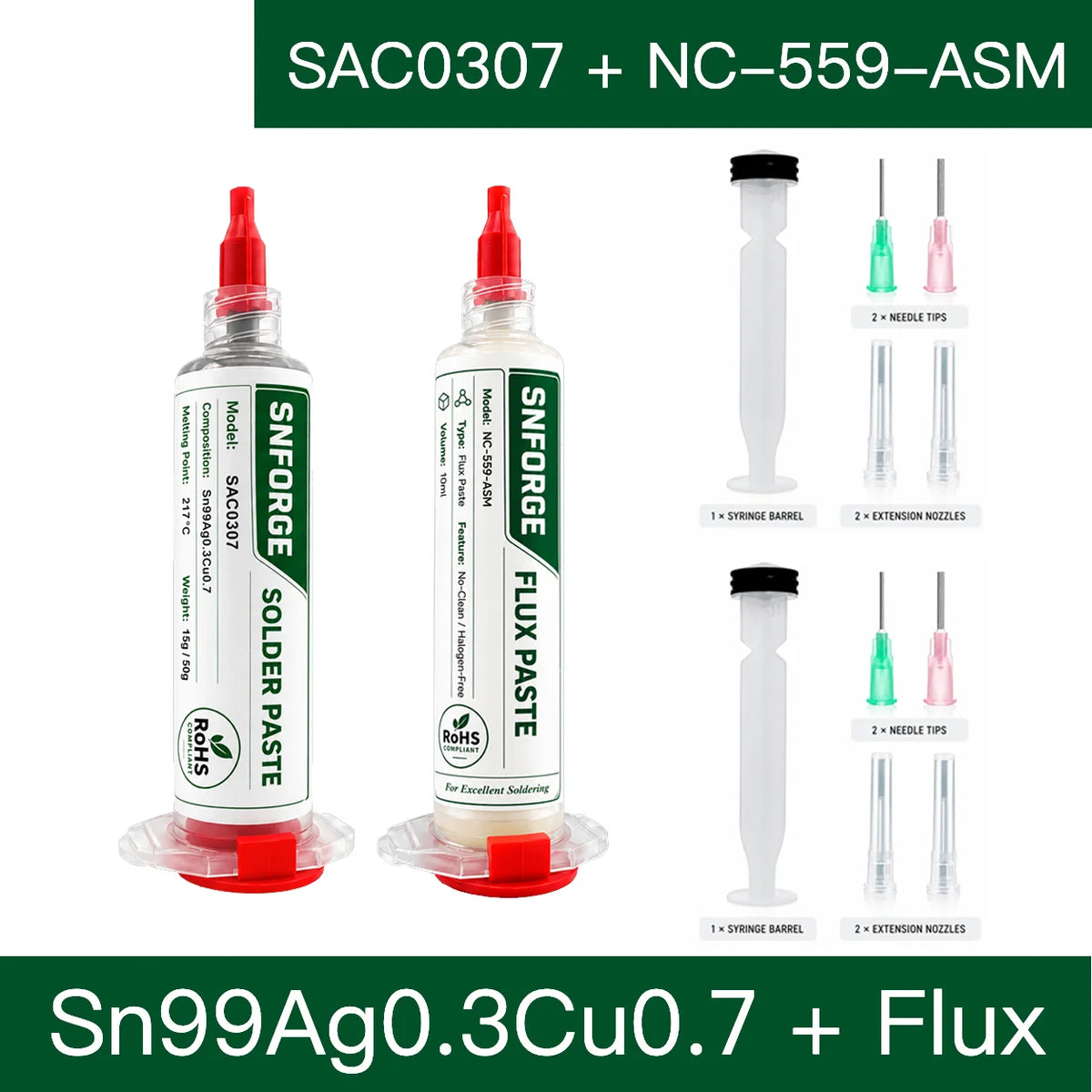 SAC305 Solder Paste Welding Tin Sn99Ag0.3Cu0.7 Sn96.5Ag3.0Cu0.5 BGA Welding PCB SMD SMT Flux Lead-Free Soldering Repair No-clean