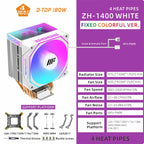 METALFISH ZH1400 CPU Cooler 4 HeatPipes 4PIN PWM Silent ARGB Fan For Intel 1700 1200 115X 1366 2011 AM5 AM4 AM3 x99 x79