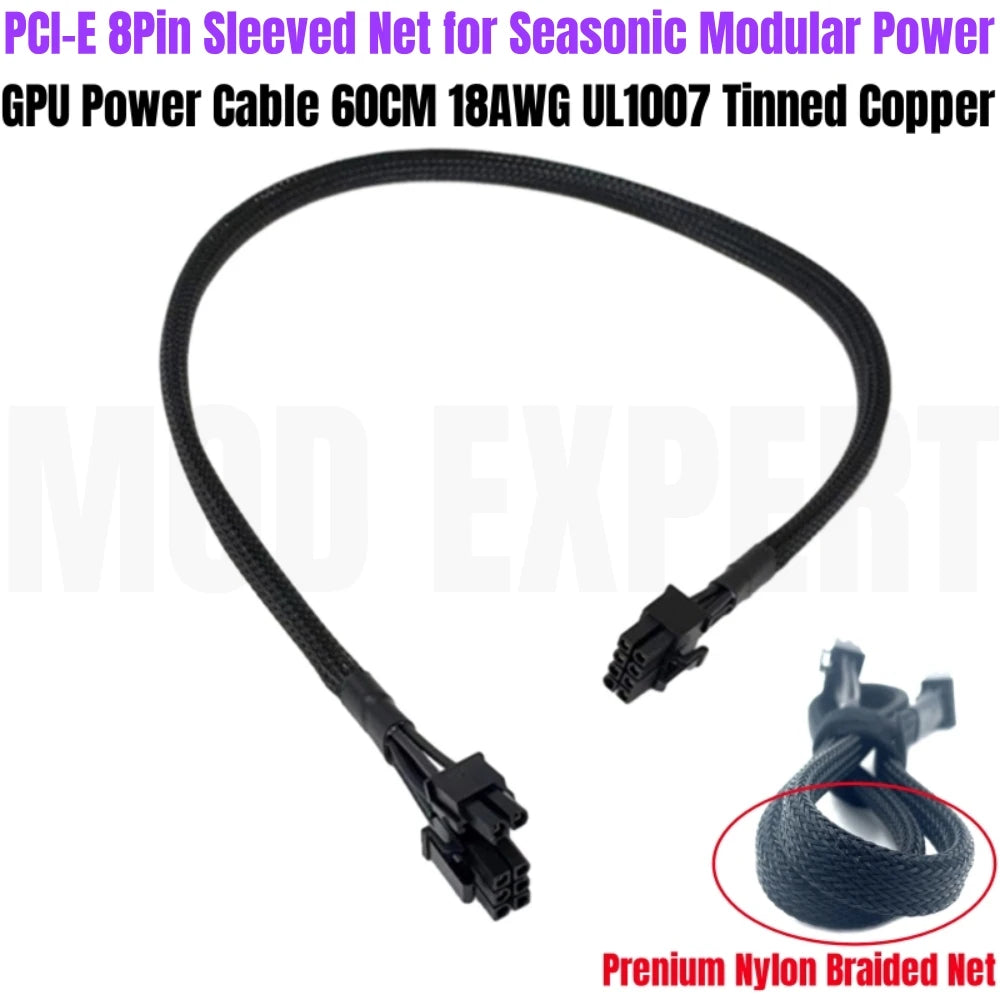 Modular Power Cable for Seasonic X-850, X-750, X-650 KM³ Modular, GPU PCIe 6+2Pin, CPU 4+4Pin, SATA, Molex IDE 4Pin, Main 24Pin